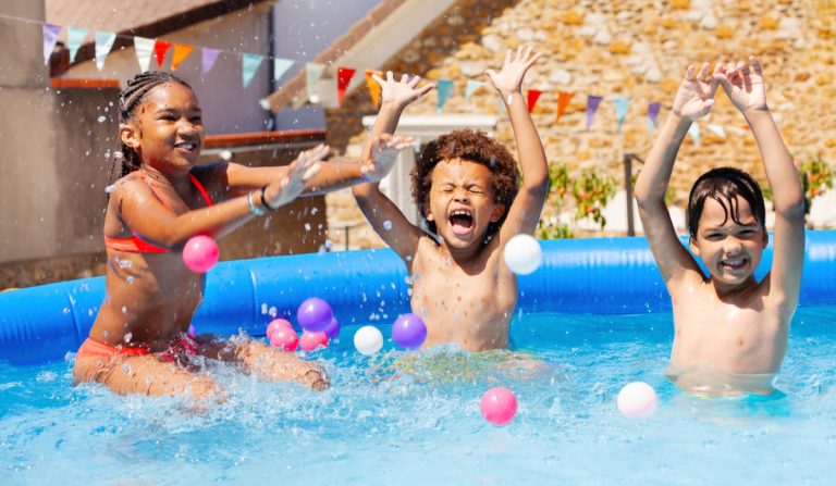Children playing in a pool